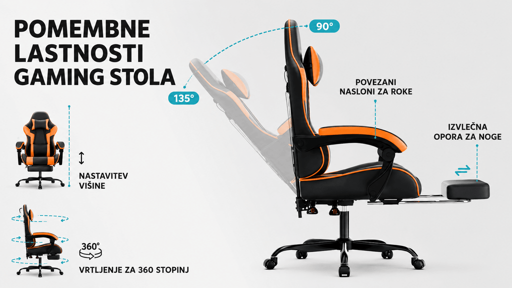Ergosed Game – Ergonomski Gaming Stol - Ergosed Ergonomska in Ortopedska oprema
