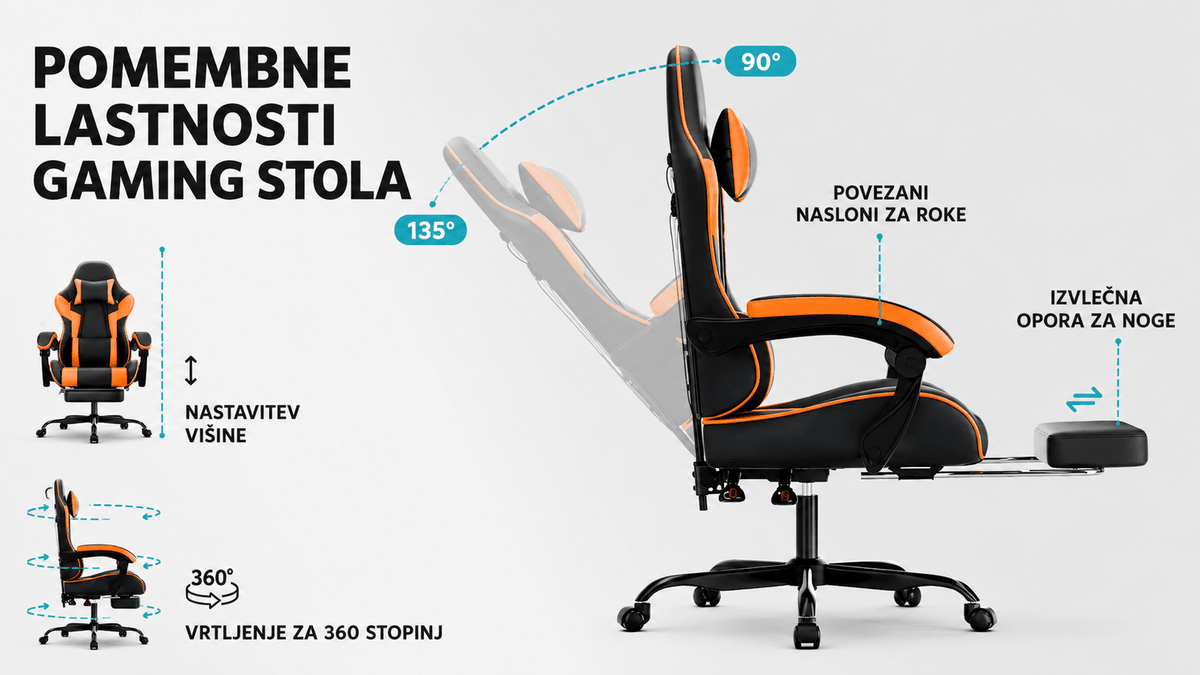 Ergosed Game – Ergonomski Gaming Stol - Ergosed Ergonomska in Ortopedska oprema