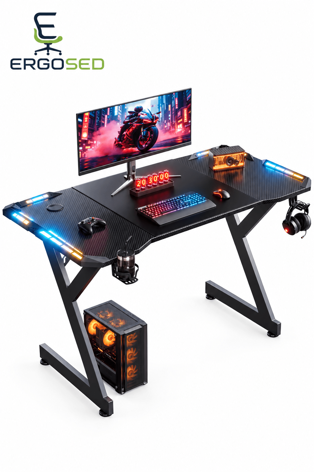 Ergosed ITGame – Ergonomischer Gaming-Tisch mit RGB-Beleuchtung