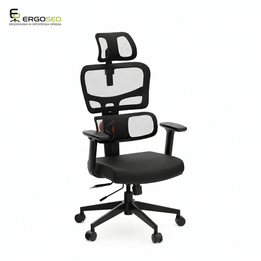 Ergosed NT001 – Ergonomski Stol z Ledveno Oporo - Ergosed Ergonomska in Ortopedska oprema