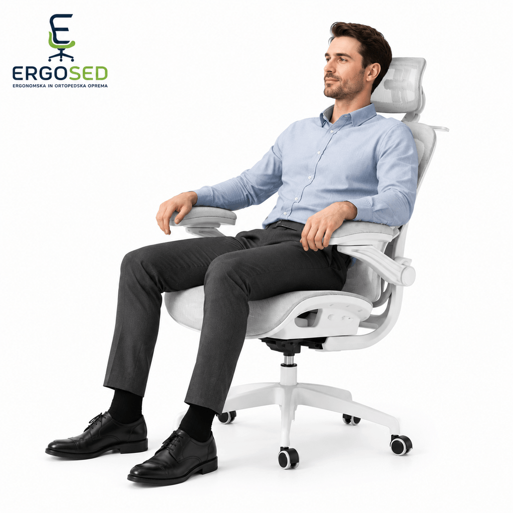 Ergosed PrimeV1 – Ergonomski Stol z Naslonom za Noge - Ergosed Ergonomska in Ortopedska oprema
